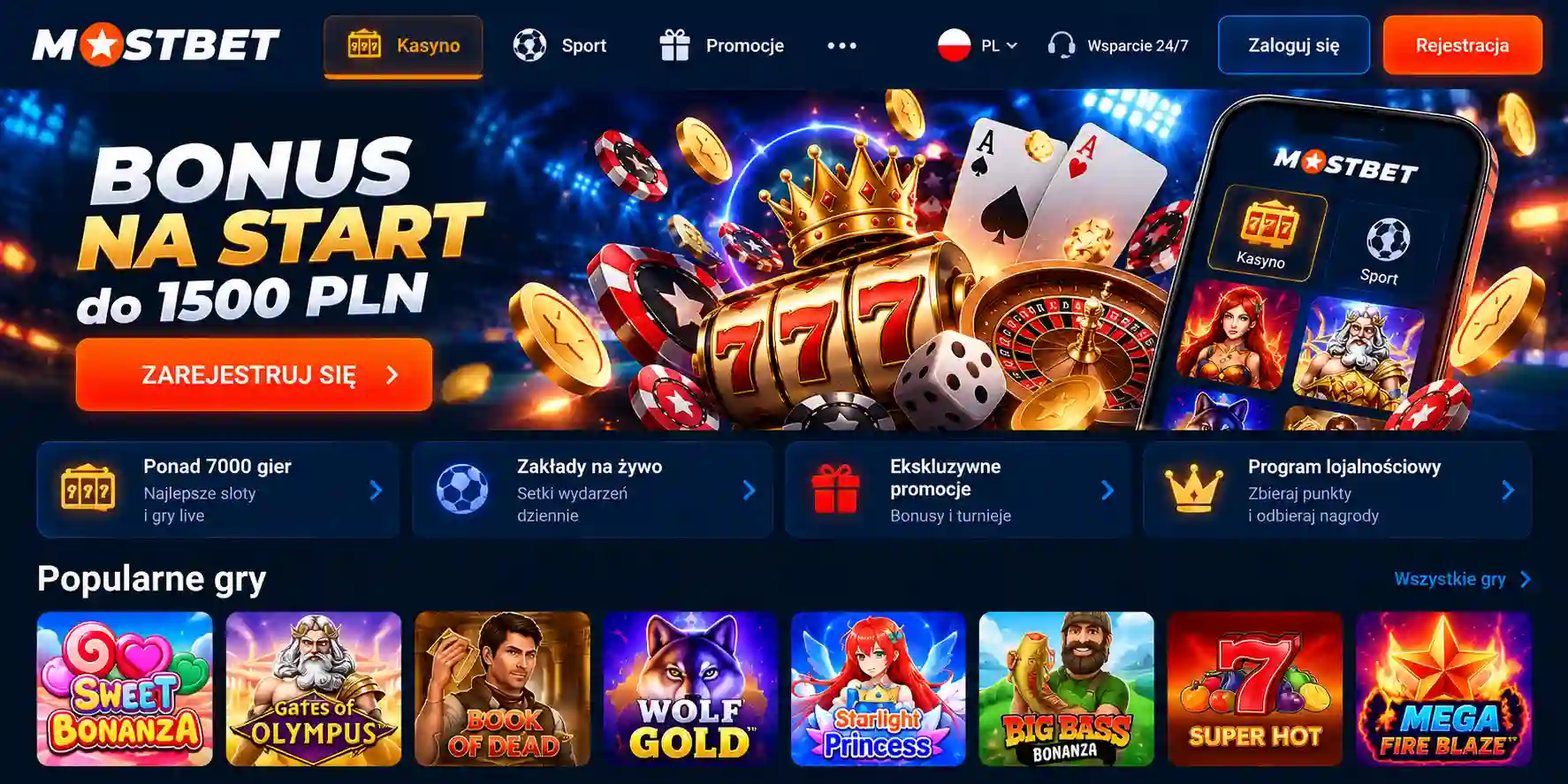 Strona główna Mostbet PL – menu i nawigacja